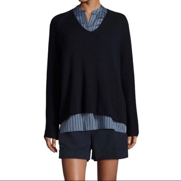 Vince Navy Blue Slouchy Rolled Cuff Shorts - Picture 3 of 15